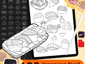 100 procreate japanese food stamps1