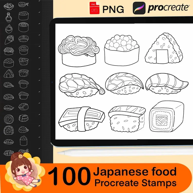 100 Procreate Japanese Food Stamps 9 100 procreate japanese food stamps2