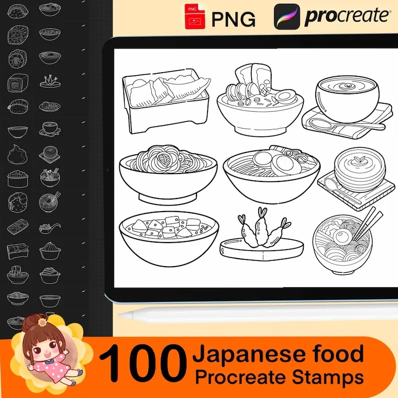 100 Procreate Japanese Food Stamps 8 100 procreate japanese food stamps3