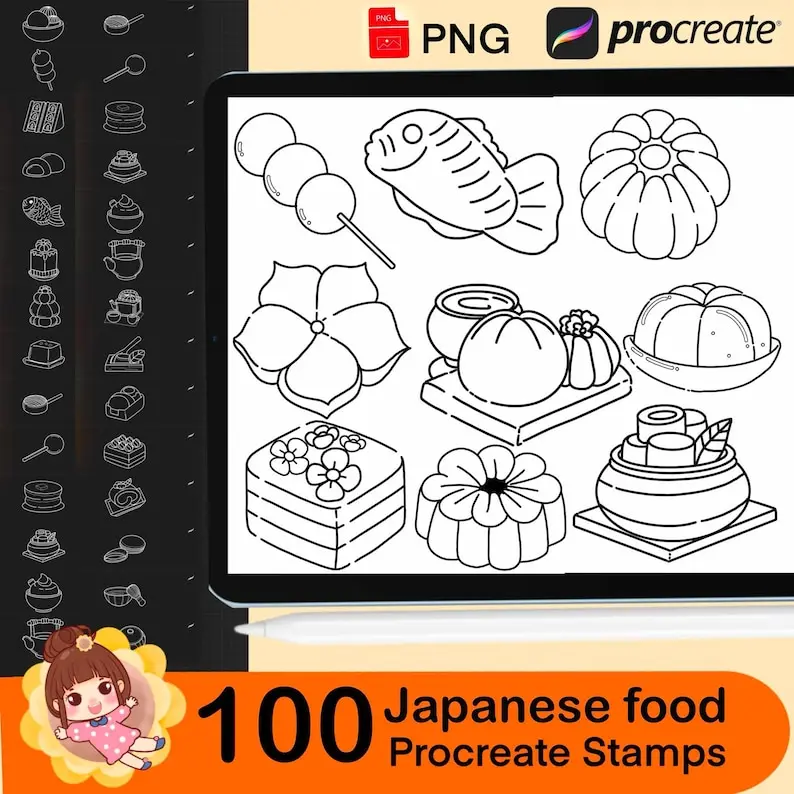 100 Procreate Japanese Food Stamps 6 100 procreate japanese food stamps5