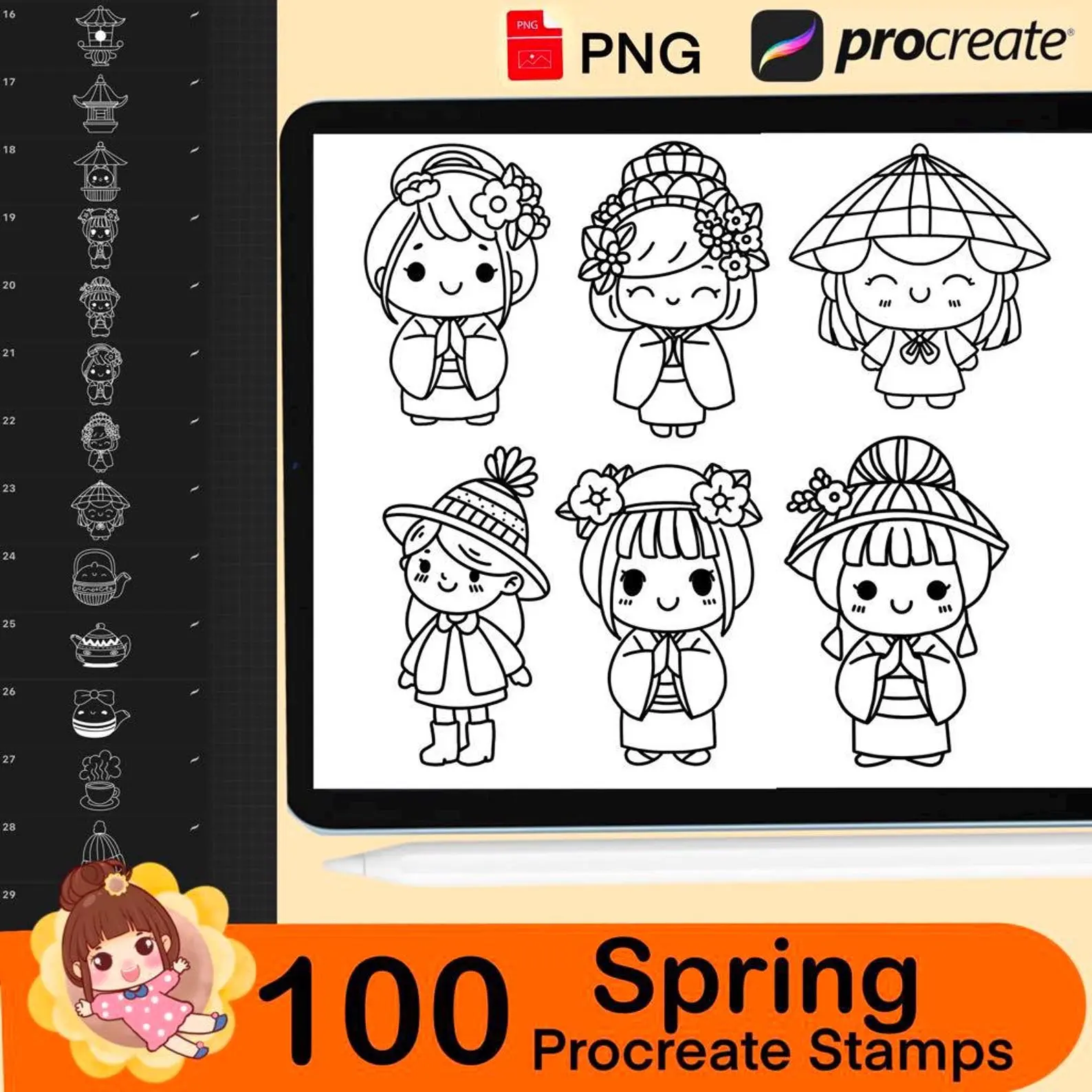 100 Procreate Spring Stamps Procreate 7 100 procreate spring stamps 3