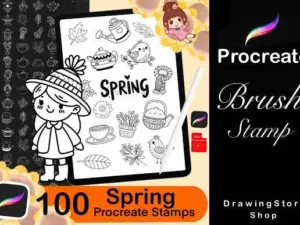 100 procreate spring stamps