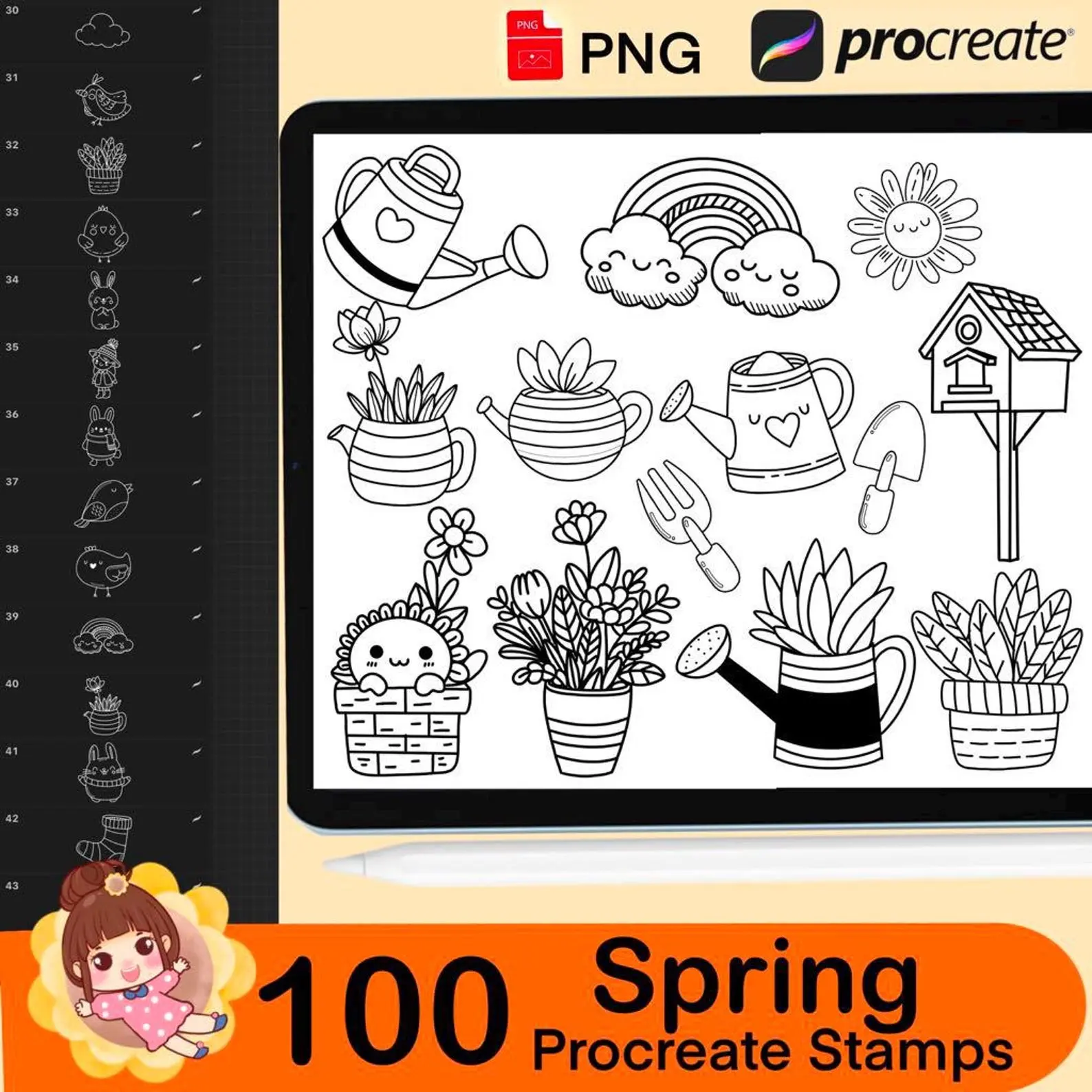 100 Procreate Spring Stamps Procreate 6 100 procreate spring stamps 4