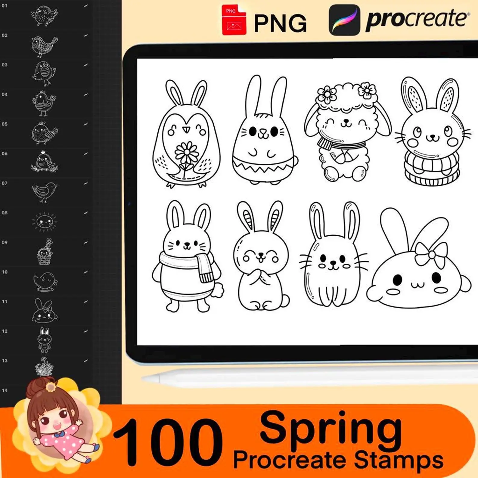 100 Procreate Spring Stamps Procreate 5 100 procreate spring stamps 5