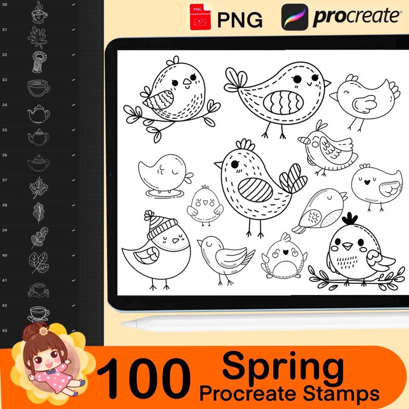 100 Procreate Spring Stamps Procreate 4 100 procreate spring stamps 6