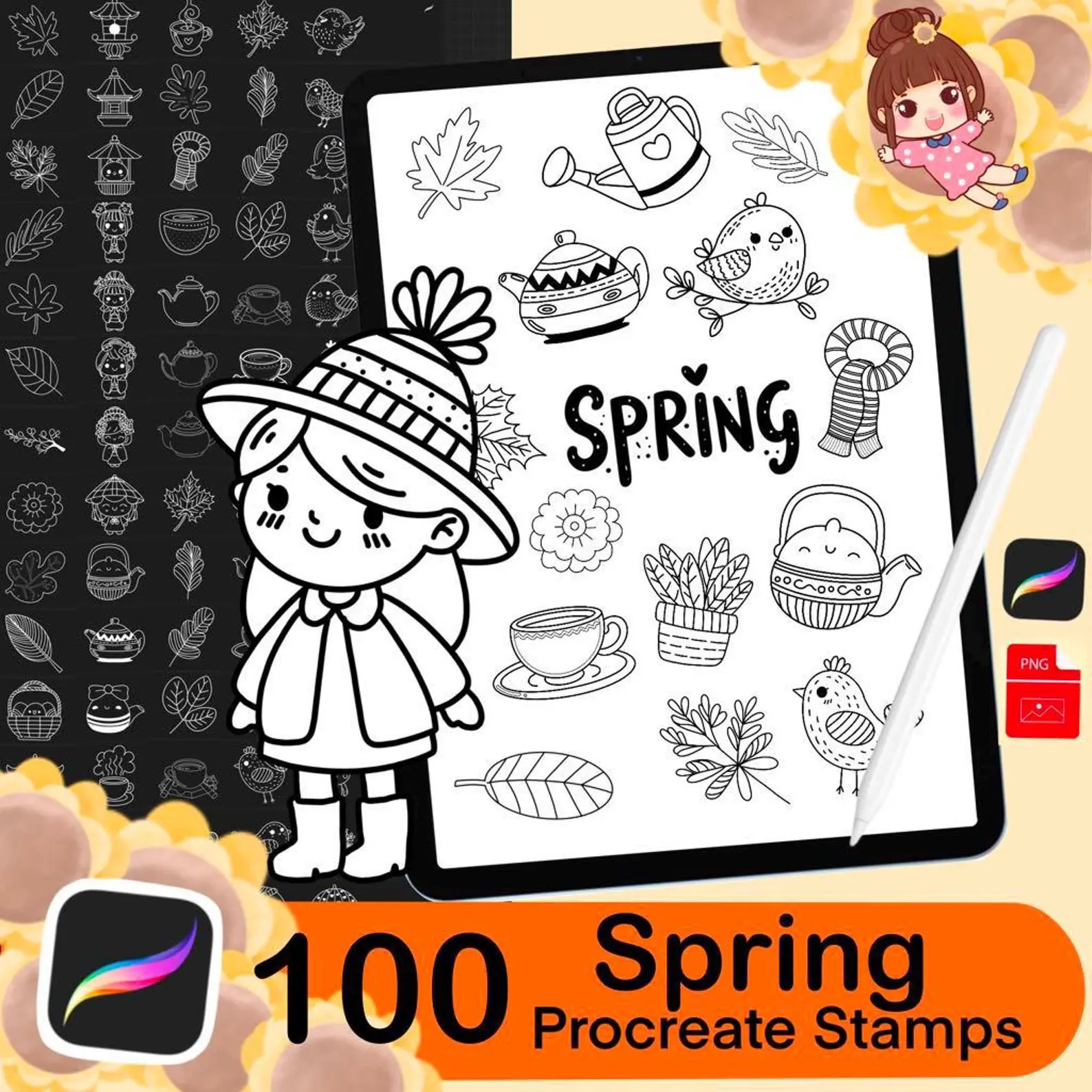 100 Procreate Spring Stamps Procreate 2 100 procreate spring stamps 8