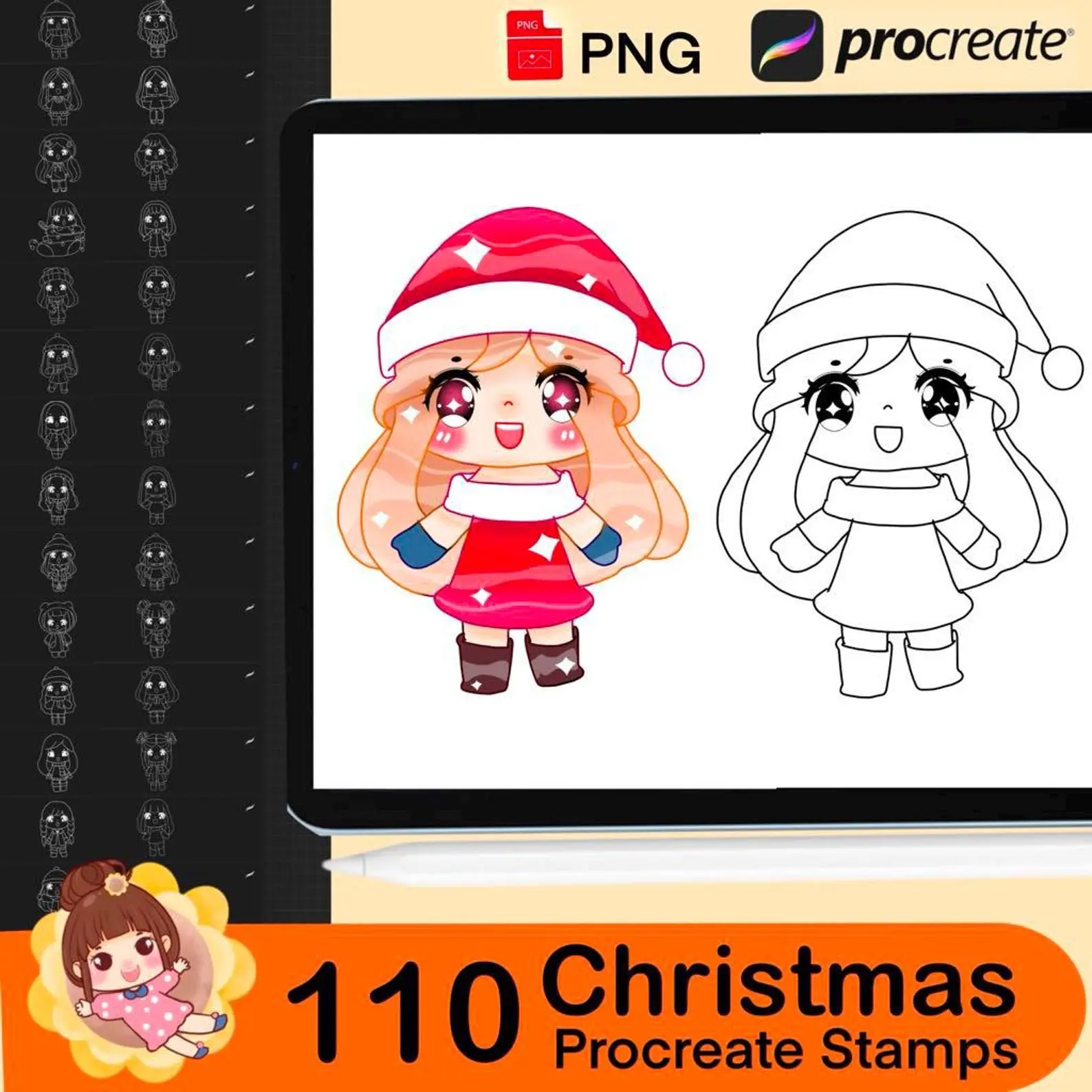 110 Procreate Christmas Stamps, Christmas Stamps, Procreate Stamps, Procreate Brushes, Christmas Procreate, Procreate Christmas, Christmas Stamp Brush, Christmas Doodles 2 110 procreate christmas stamps 1