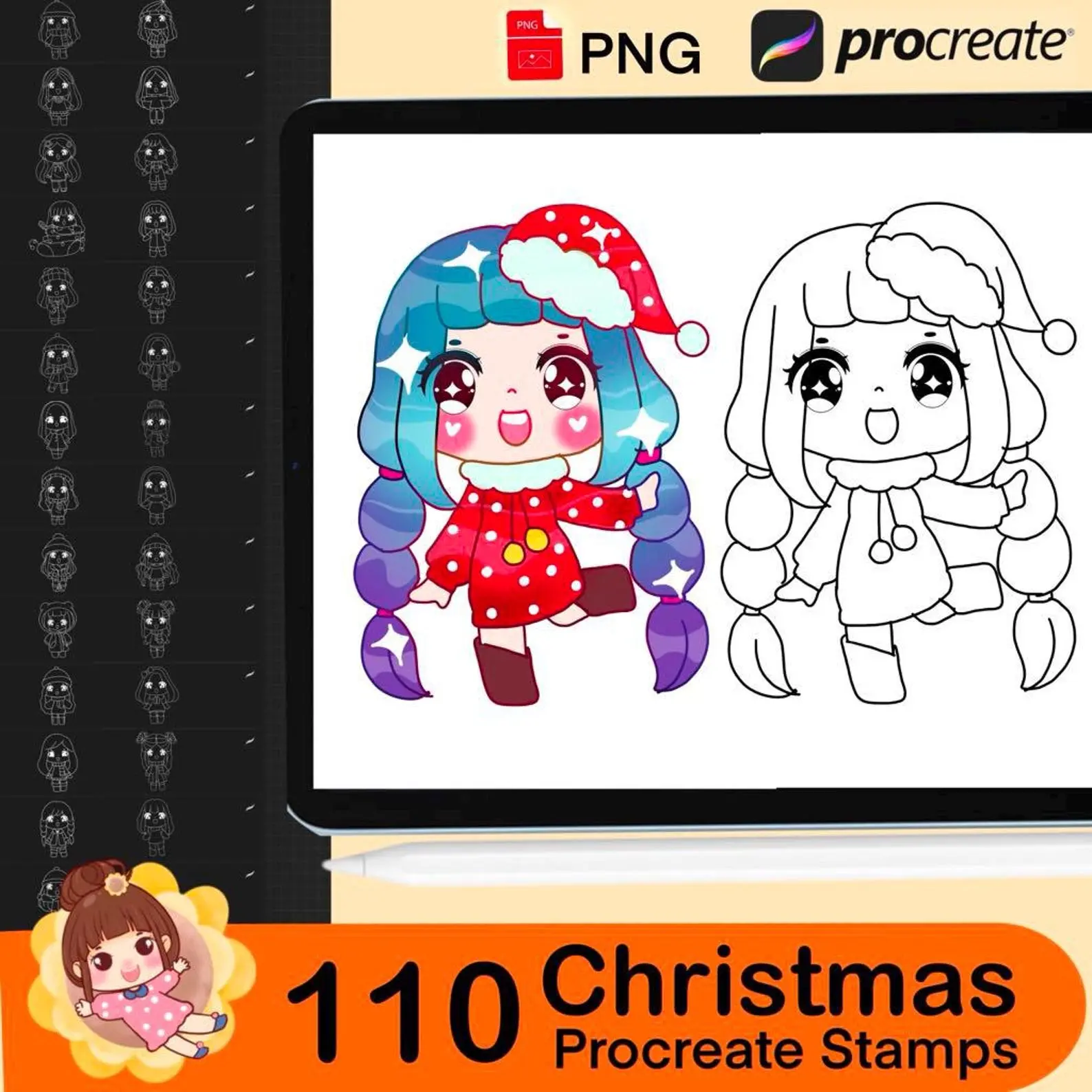 110 Procreate Christmas Stamps, Christmas Stamps, Procreate Stamps, Procreate Brushes, Christmas Procreate, Procreate Christmas, Christmas Stamp Brush, Christmas Doodles 4 110 procreate christmas stamps 2