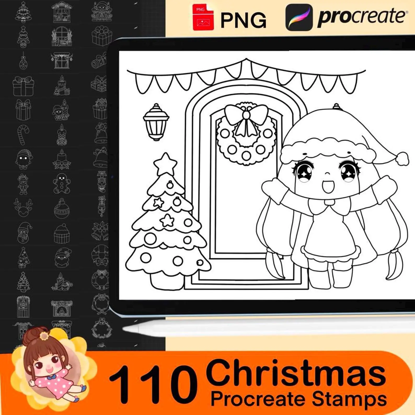 110 Procreate Christmas Stamps, Christmas Stamps, Procreate Stamps, Procreate Brushes, Christmas Procreate, Procreate Christmas, Christmas Stamp Brush, Christmas Doodles 5 110 procreate christmas stamps 3