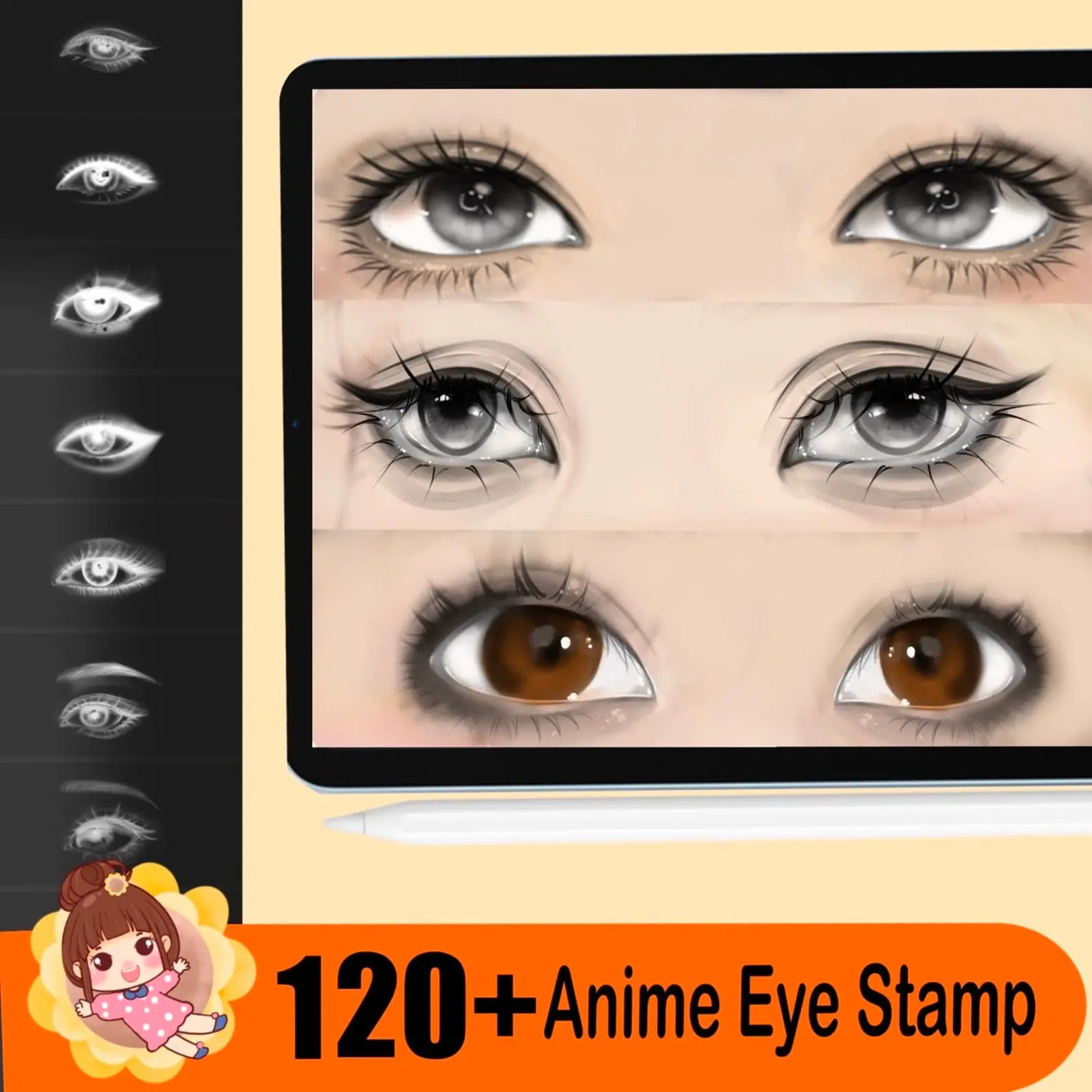 120 Procreate Anime Eye Stamps Procreate Stamps Digital Brush Set Manga Eyes Stamp Procreate Eye Stamp Procreate Eye Brush 2 120 procreate anime eye stamps 2