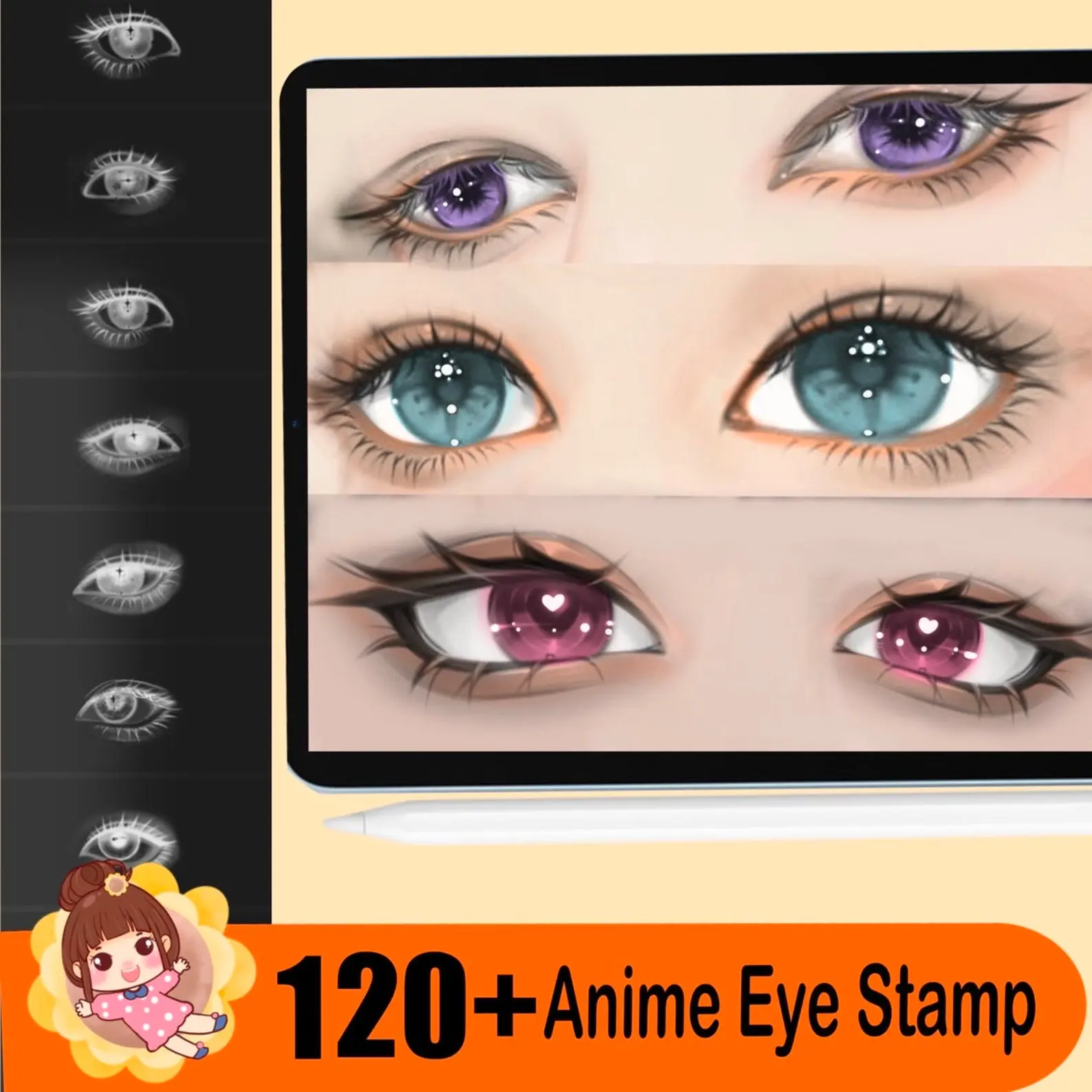 120 Procreate Anime Eye Stamps Procreate Stamps Digital Brush Set Manga Eyes Stamp Procreate Eye Stamp Procreate Eye Brush 6 120 procreate anime eye stamps 3