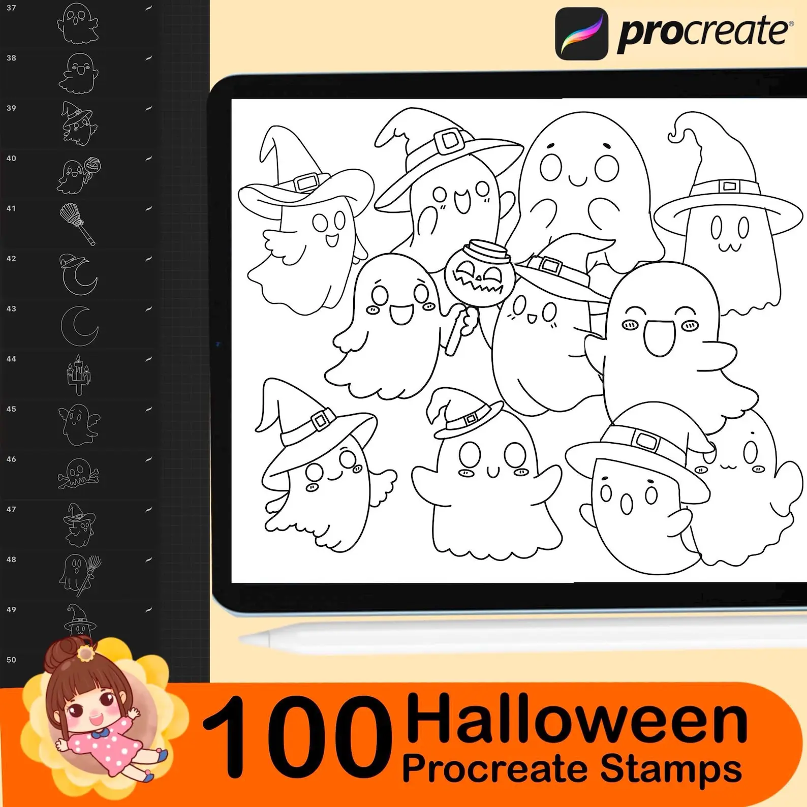 100 Halloween Procreate Stamps Procreate 6 120 procreate hair stamps brushes 2