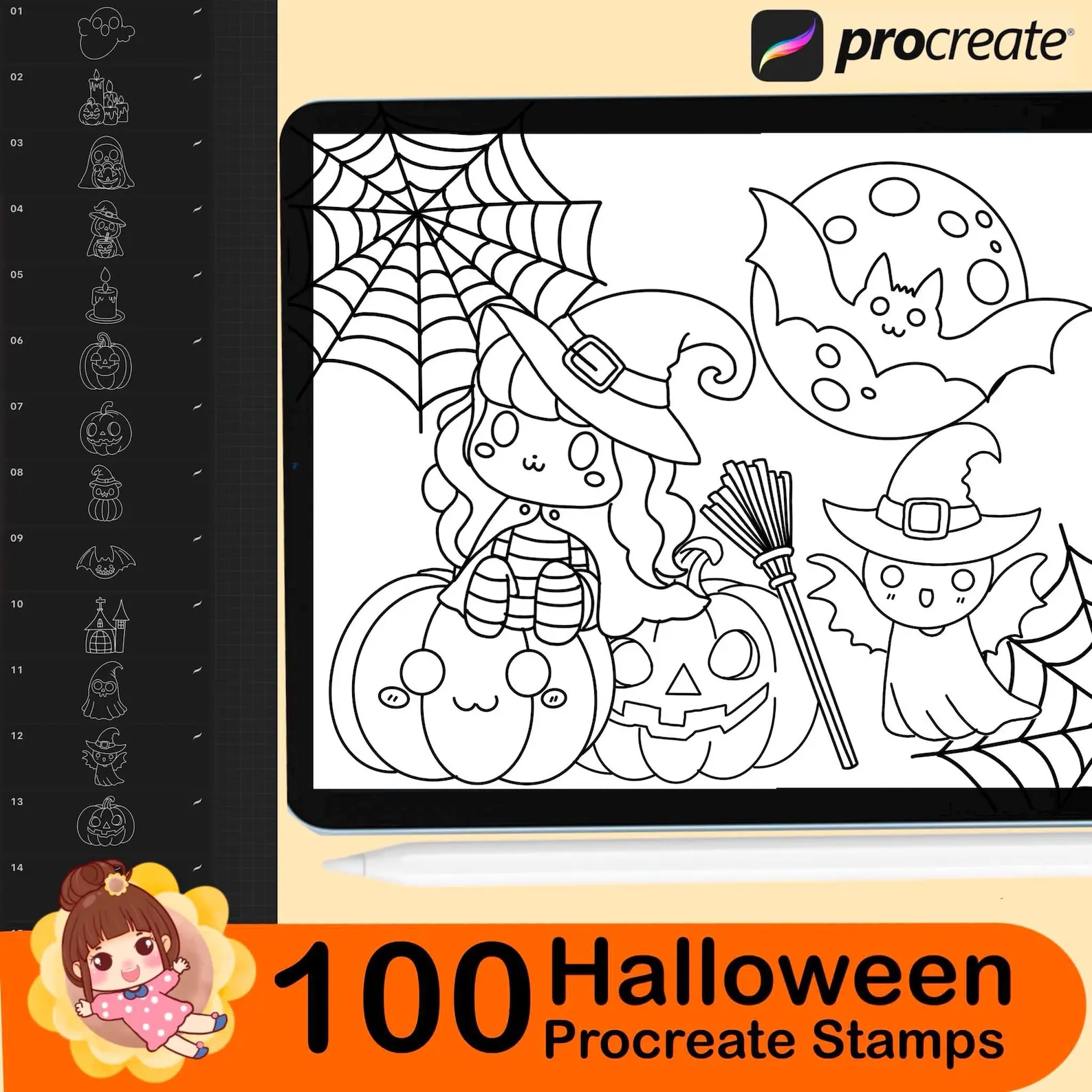 100 Halloween Procreate Stamps Procreate 5 120 procreate hair stamps brushes 3