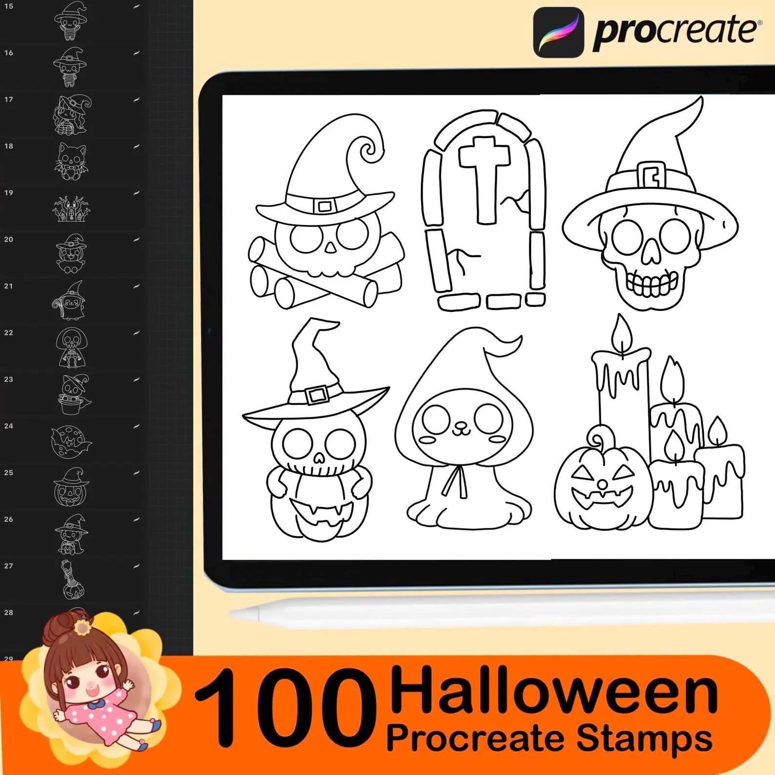 100 Halloween Procreate Stamps Procreate 4 120 procreate hair stamps brushes 4