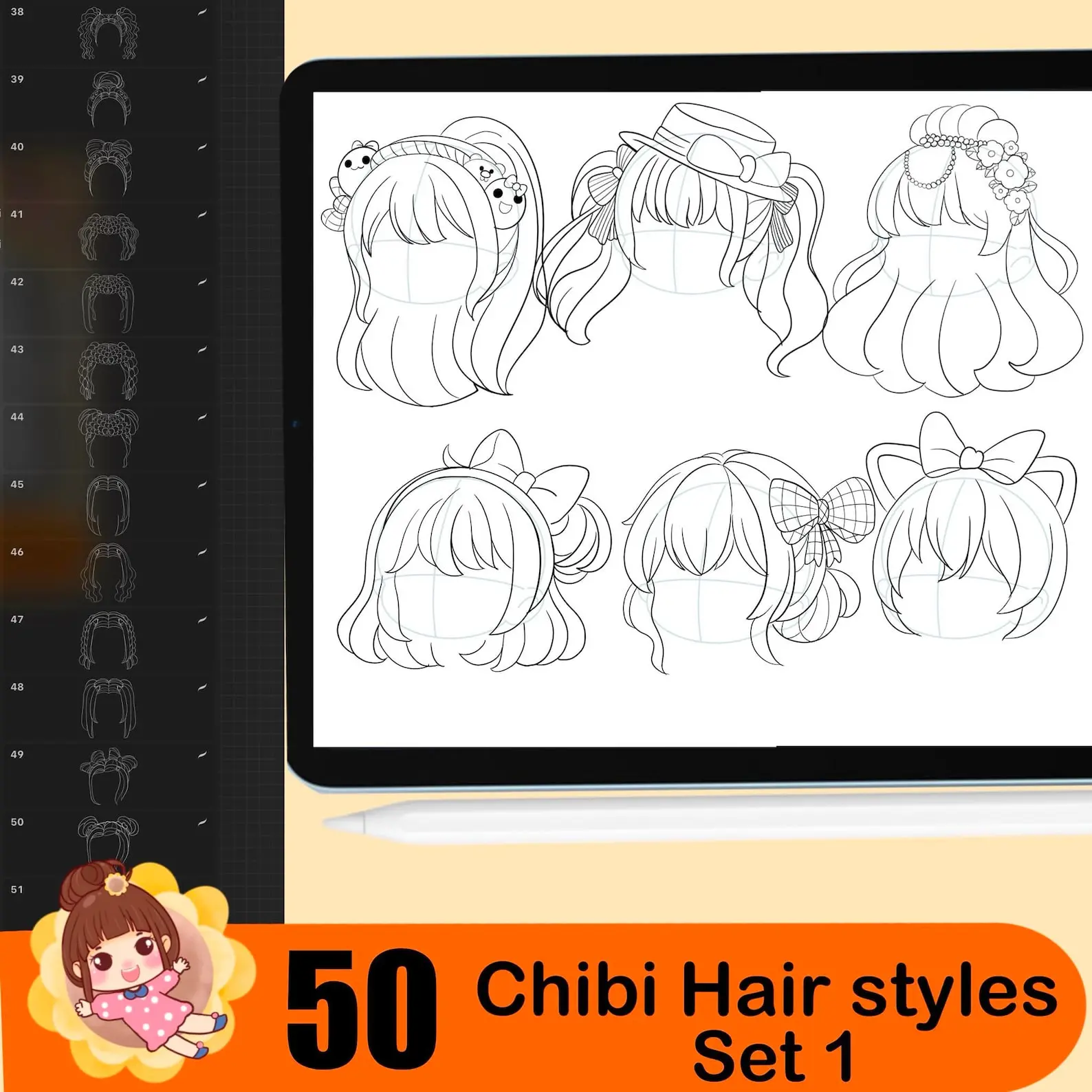 120 Procreate Hair Stamps Brushes Anime 2 120 procreate hair stamps brushes14