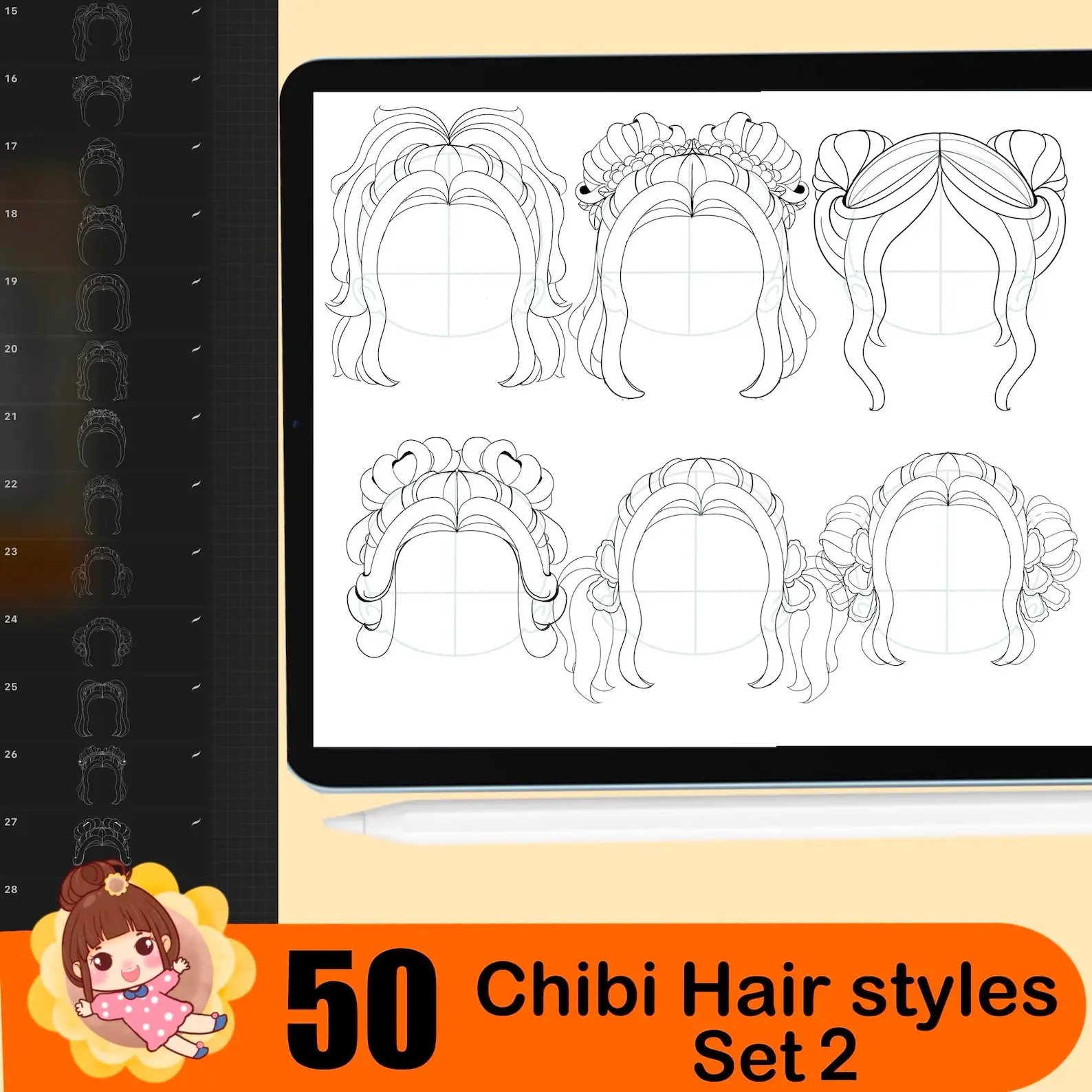 120 Procreate Hair Stamps Brushes Anime 10 120 procreate hair stamps brushes15