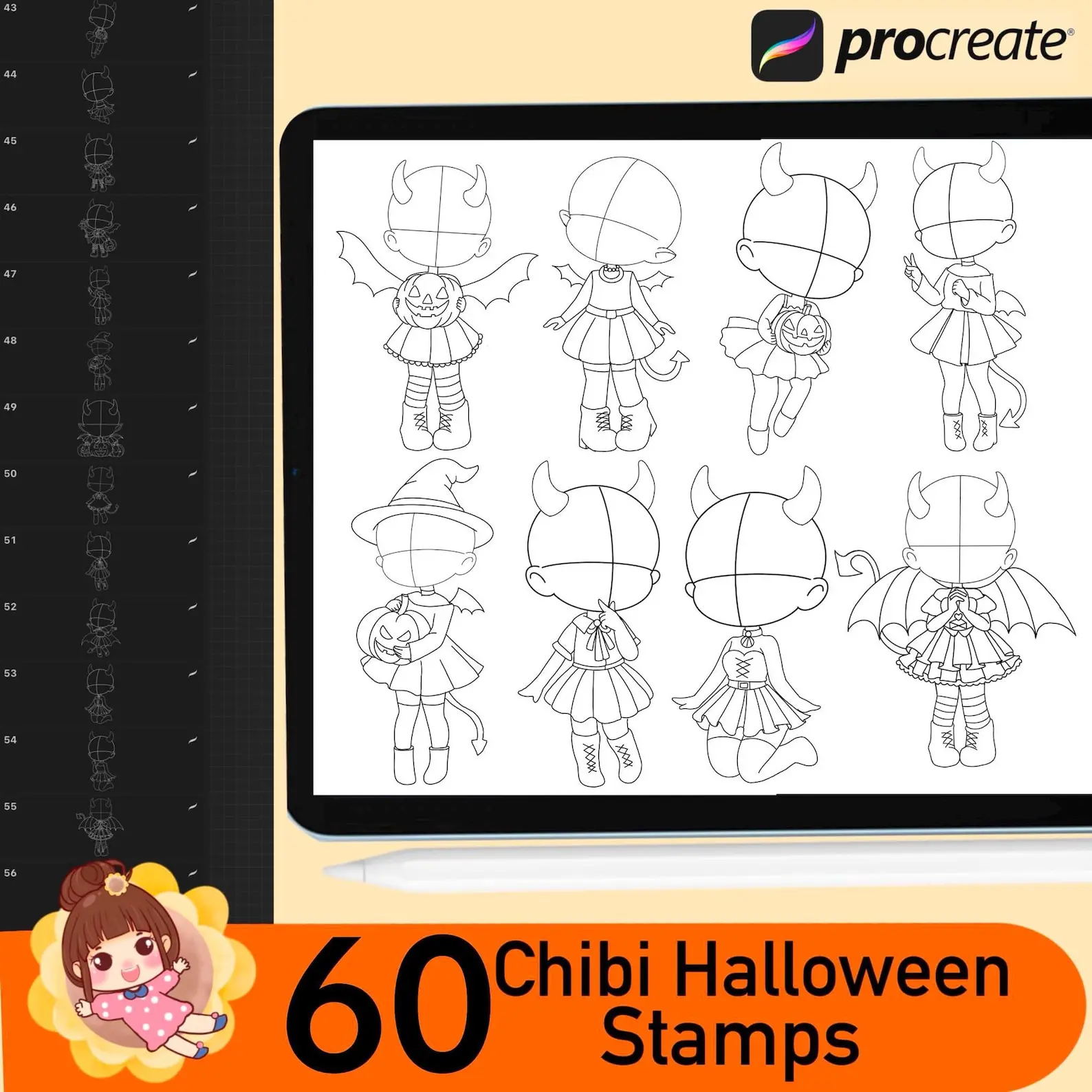 120 Procreate Halloween Stamps, Halloween Procreate Stamps, Procreate Brush, Procreate Stamps, Procreate Brushes, Procreate Halloween 8 120 procreate halloween stamps3