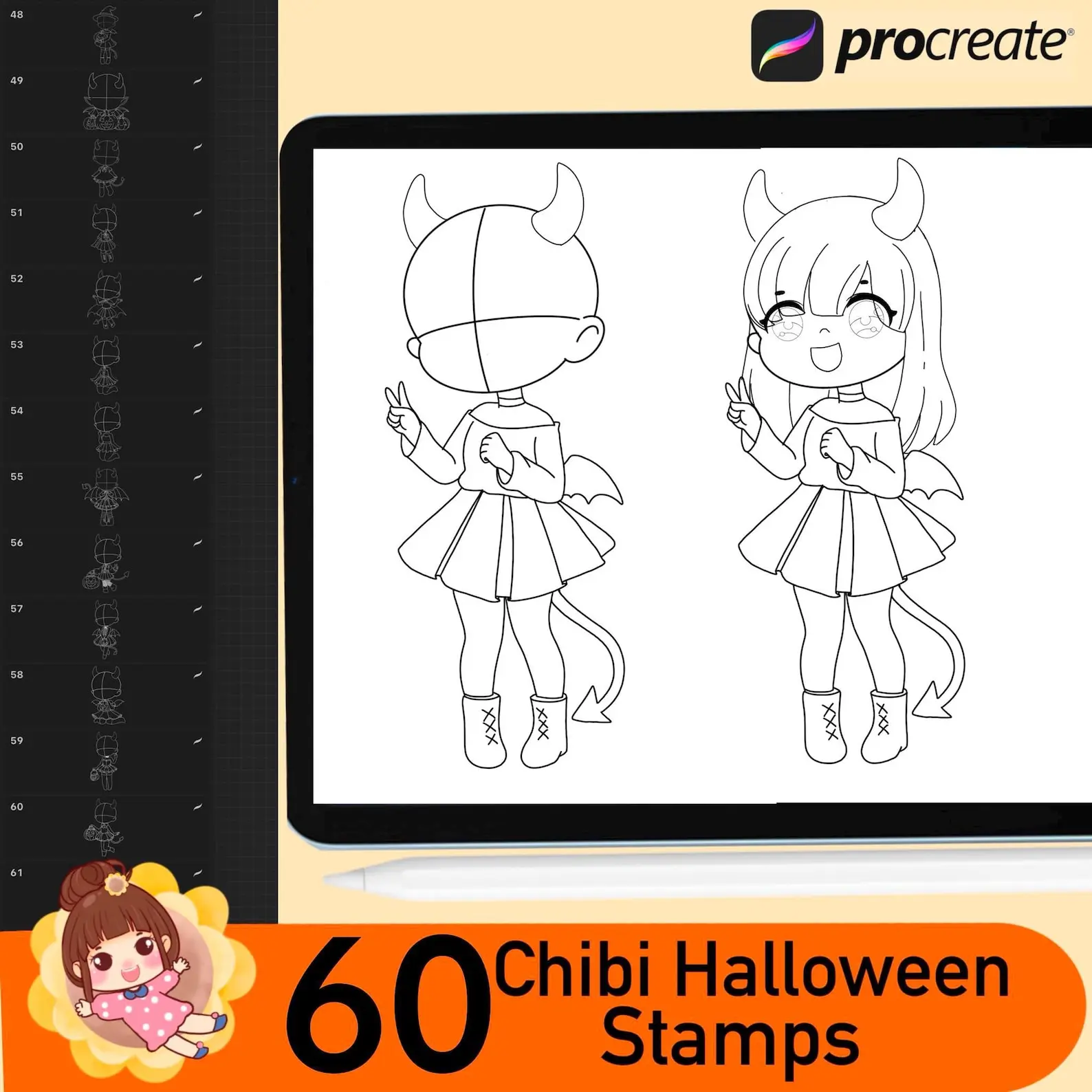 120 Procreate Halloween Stamps, Halloween Procreate Stamps, Procreate Brush, Procreate Stamps, Procreate Brushes, Procreate Halloween 6 120 procreate halloween stamps5
