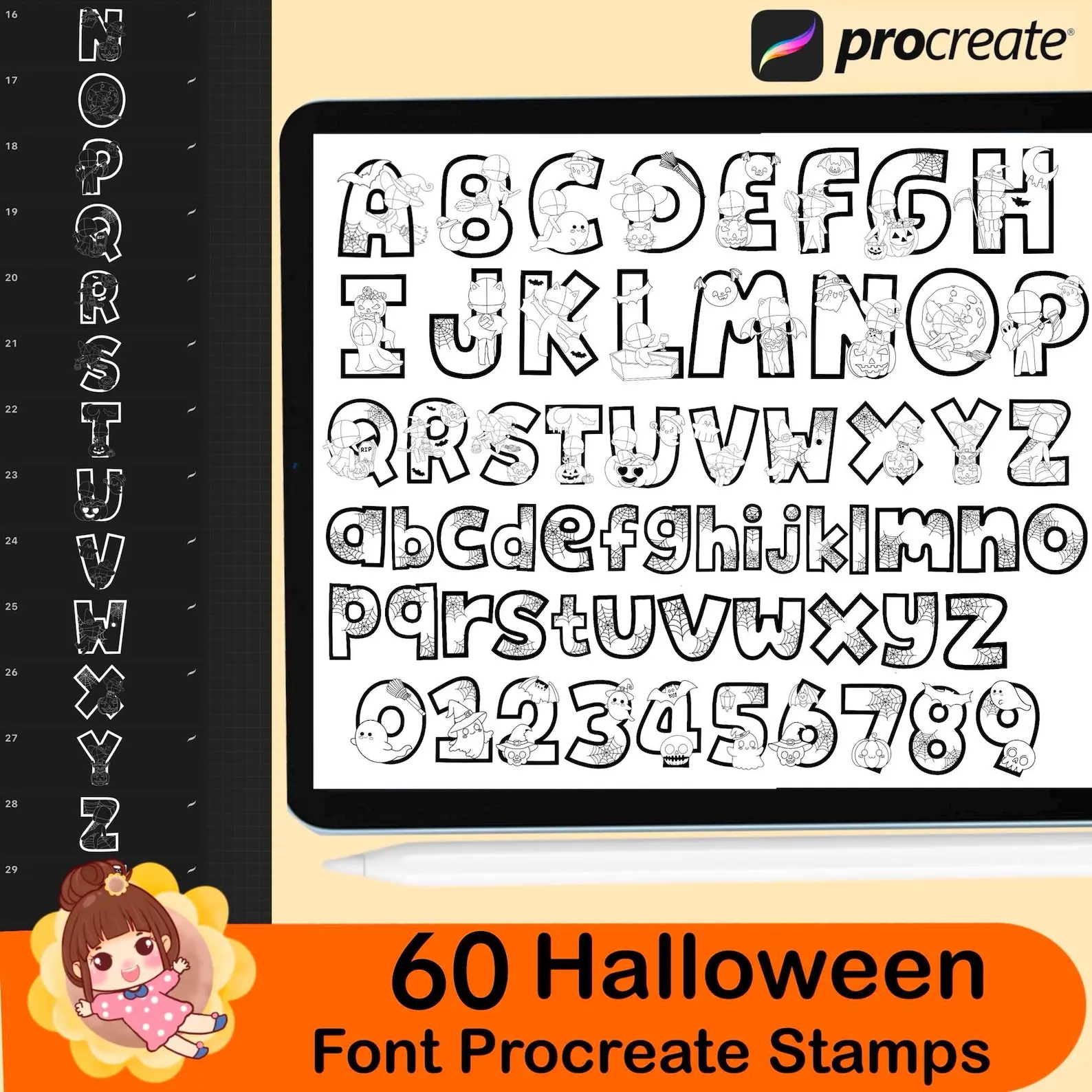 120 Procreate Halloween Stamps, Halloween Procreate Stamps, Procreate Brush, Procreate Stamps, Procreate Brushes, Procreate Halloween 4 120 procreate halloween stamps7