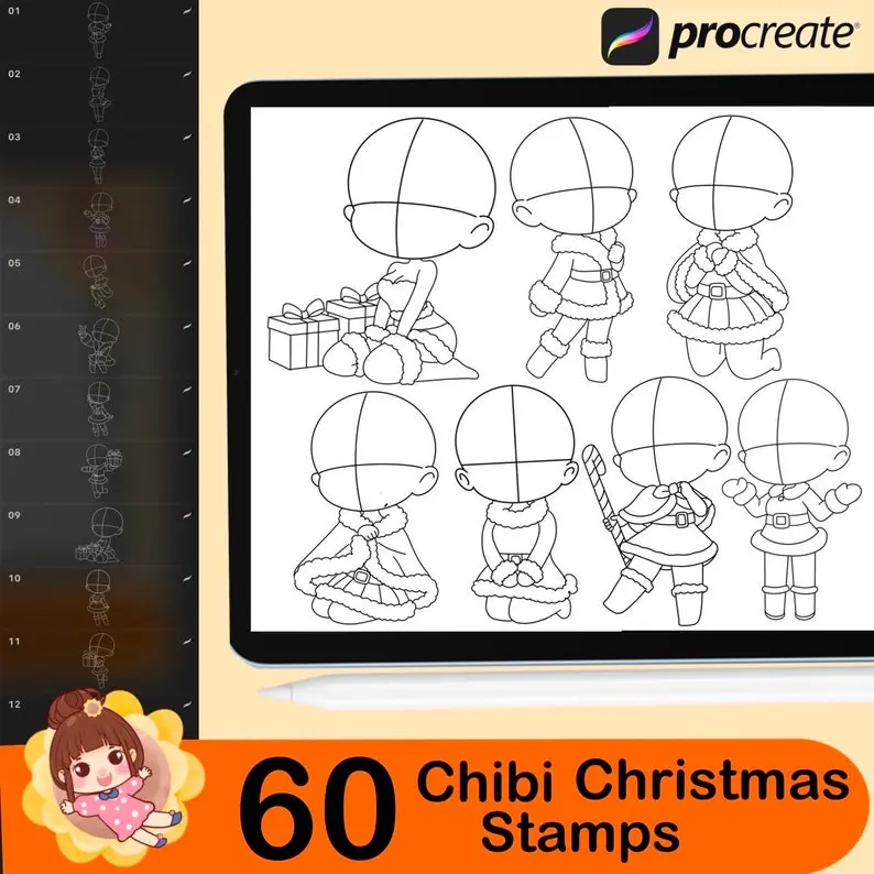 140 Procreate Chibi Girl Stamps 2 140 procreate chibi girl stamps2