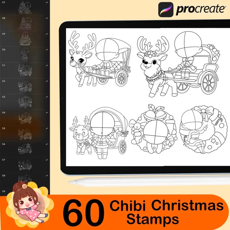 140 Procreate Chibi Girl Stamps 7 140 procreate chibi girl stamps4