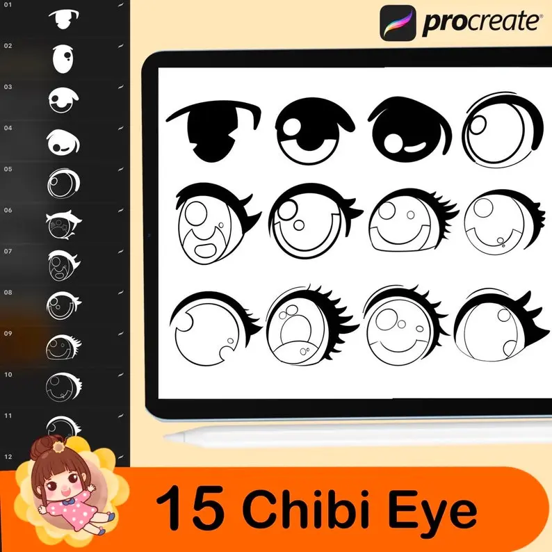 140 Procreate Chibi Girl Stamps 6 140 procreate chibi girl stamps5