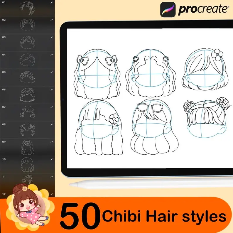 140 Procreate Chibi Girl Stamps 5 140 procreate chibi girl stamps6