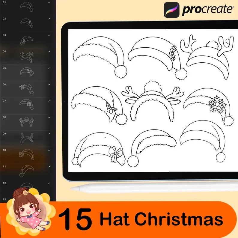 140 Procreate Chibi Girl Stamps 4 140 procreate chibi girl stamps7