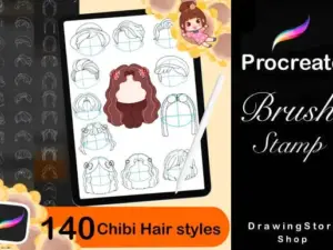 140 procreate hair stamp brushes 2