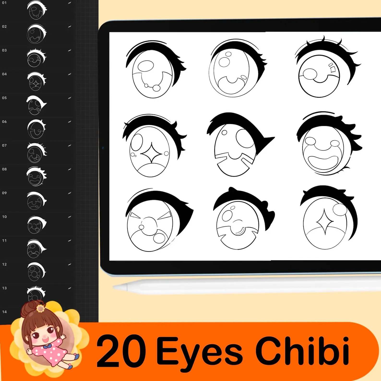 160 Procreate Chibi Girl Christmas 11 160 procreate chibi girl christmas stamps 1