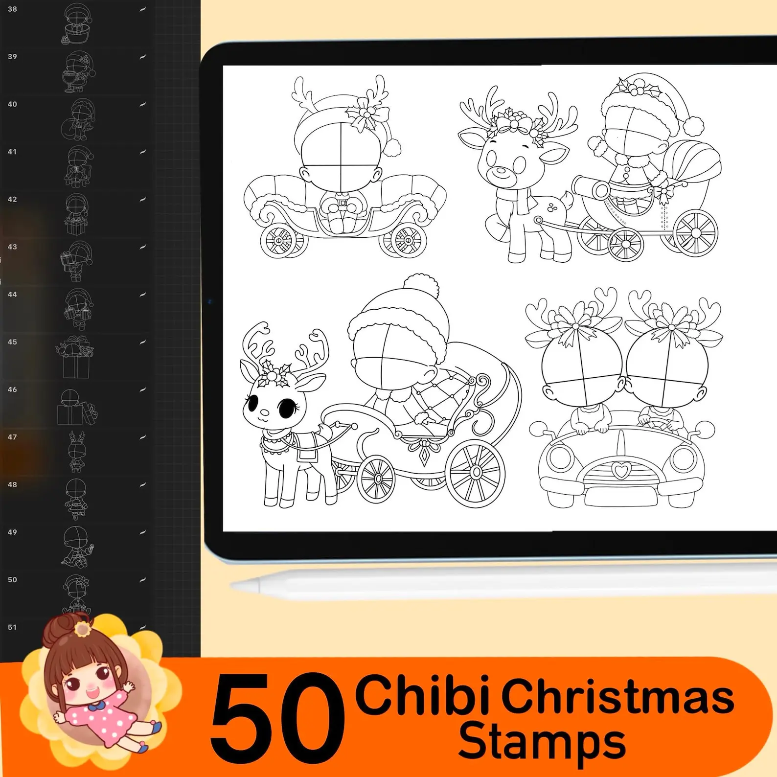 160 Procreate Chibi Girl Christmas 7 160 procreate chibi girl christmas stamps 5