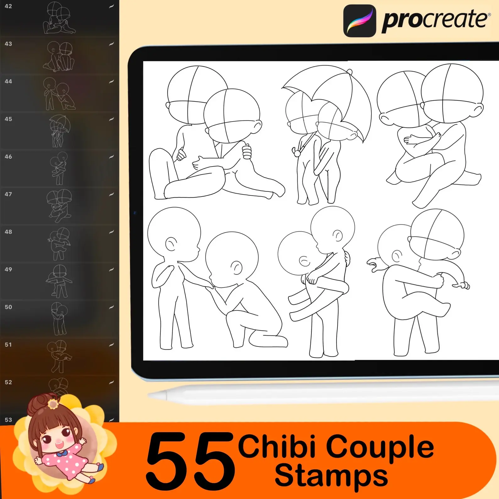 170 Procreate Chibi Couple 10 170 procreate chibi couple stamp 4