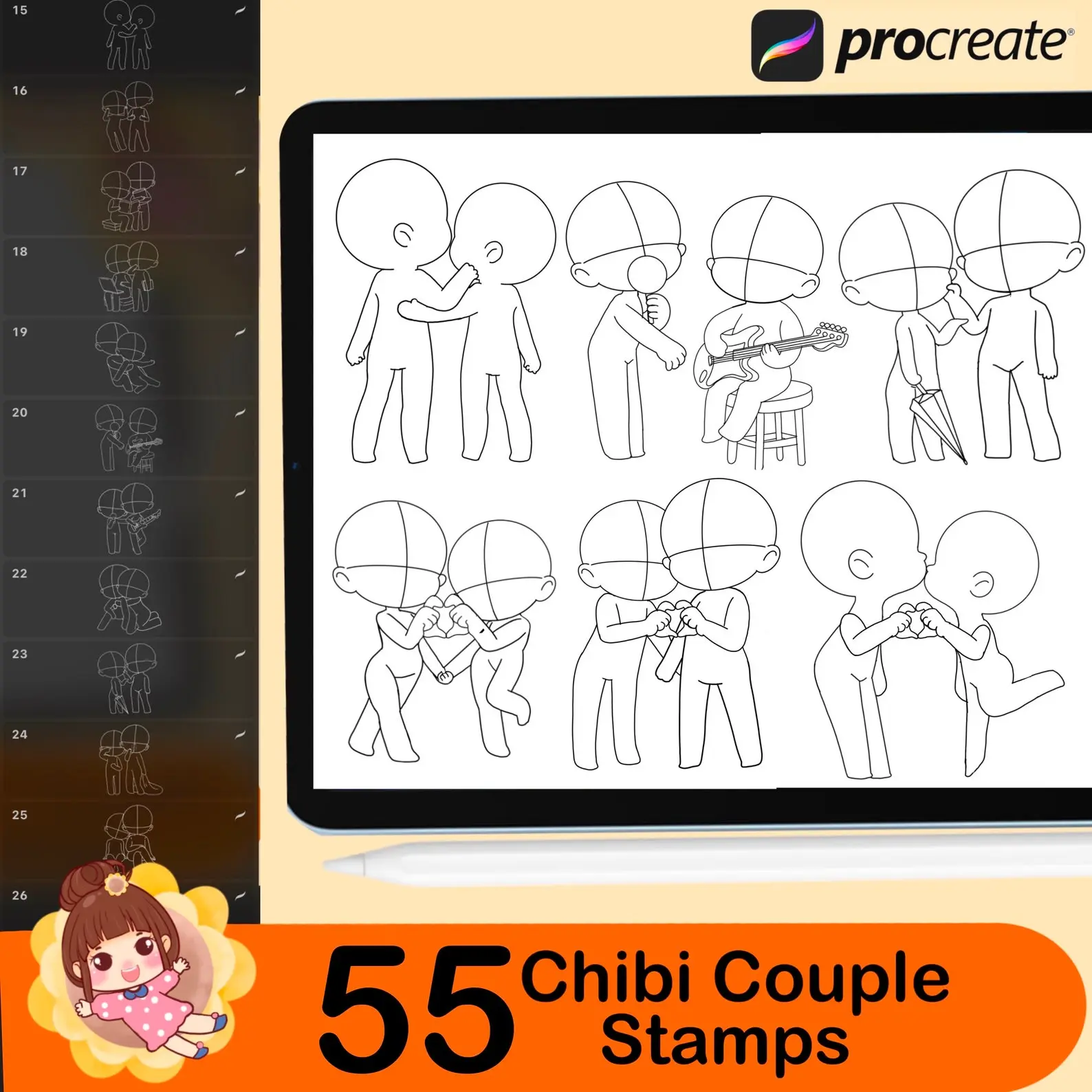 170 Procreate Chibi Couple 8 170 procreate chibi couple stamp 6