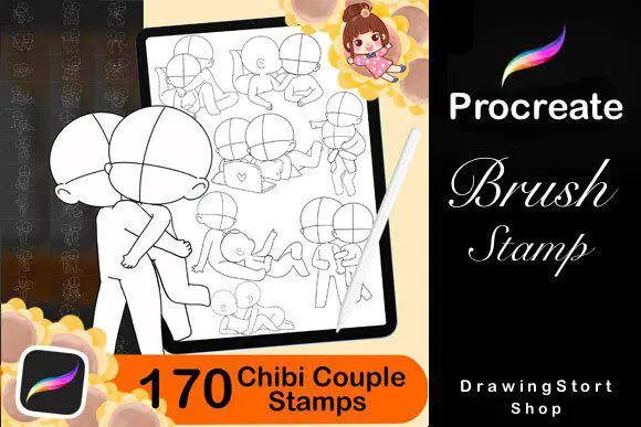170 Procreate Chibi Couple 3 170 procreate chibi couple stamp