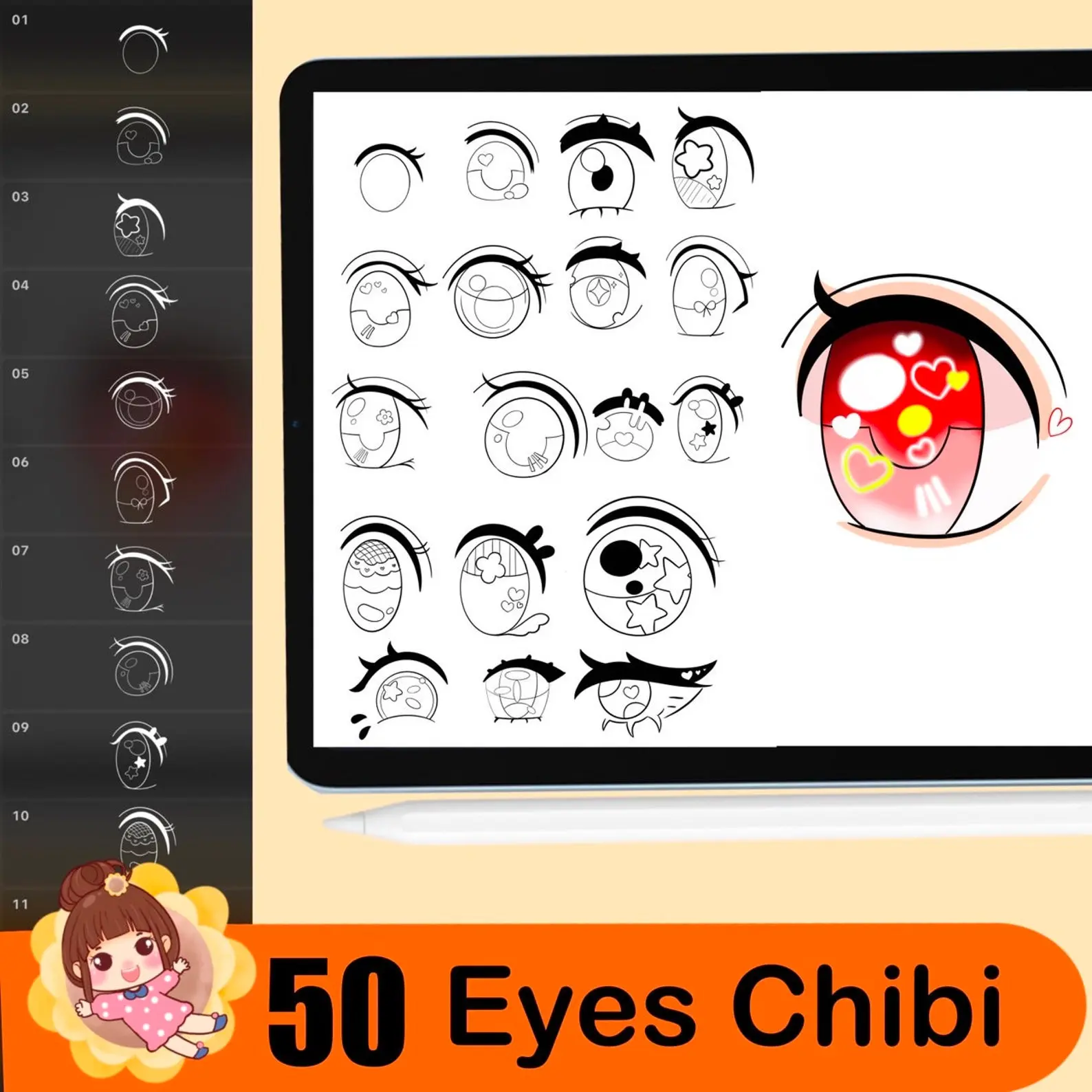 180 Procreate Chibi Stamp Brushes - Chibi Body Parts, Chibi Hair, Chibi Clothes, Chibi Style Brushes for Procreate 9 180 procreate chibi stamp brushes 2