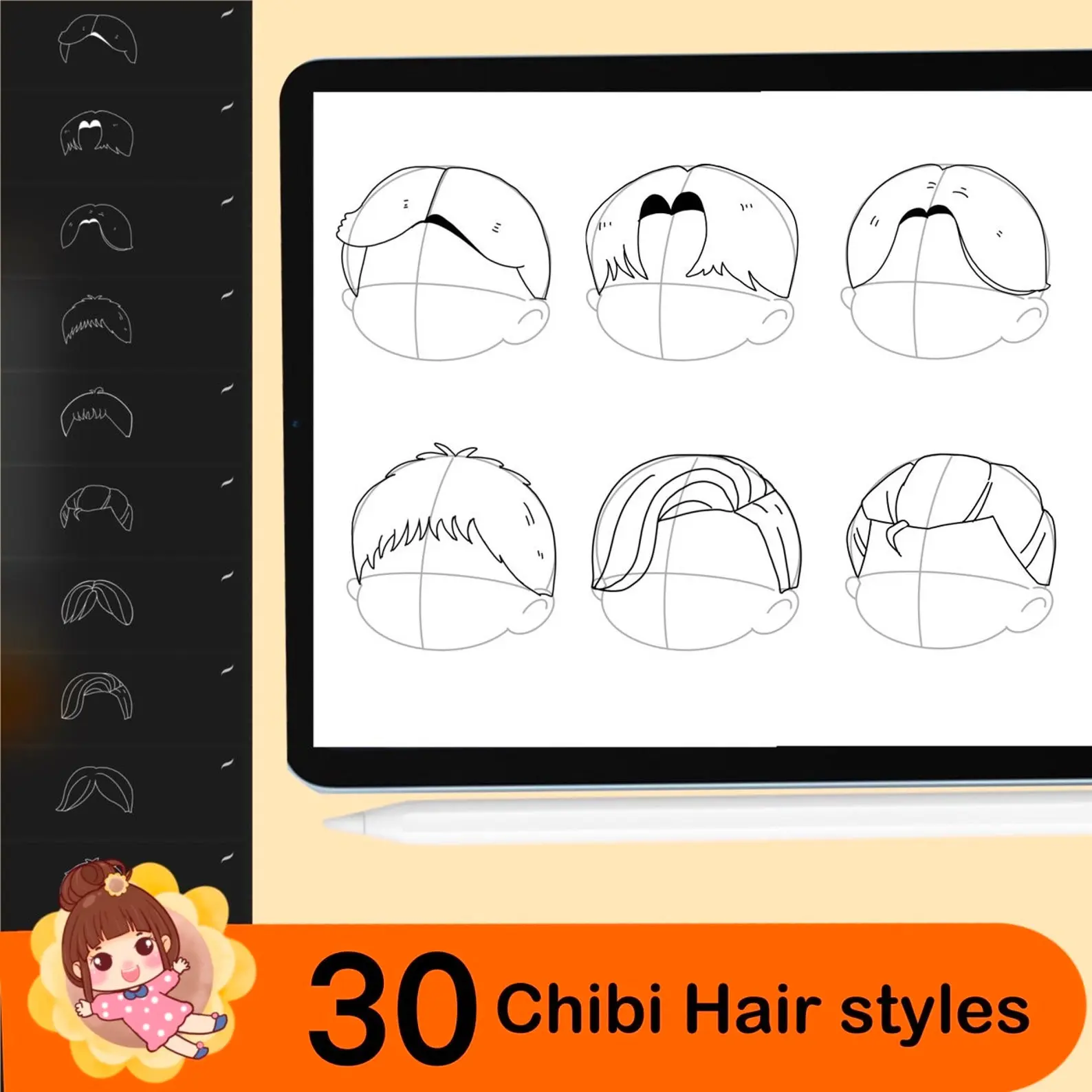 180 Procreate Chibi Stamp Brushes - Chibi Body Parts, Chibi Hair, Chibi Clothes, Chibi Style Brushes for Procreate 7 180 procreate chibi stamp brushes 4