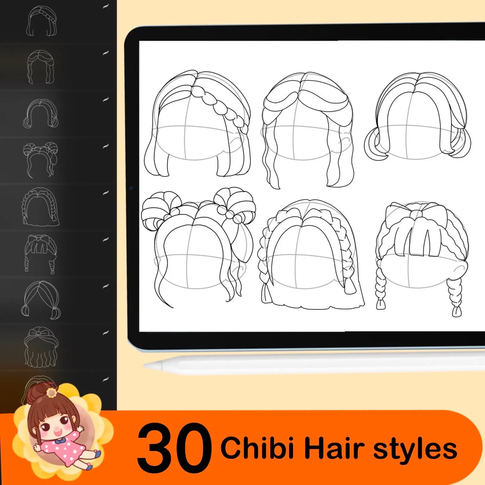 180 Procreate Chibi Stamp Brushes - Chibi Body Parts, Chibi Hair, Chibi Clothes, Chibi Style Brushes for Procreate 4 180 procreate chibi stamp brushes 7