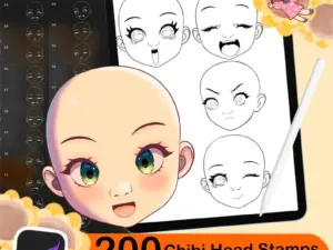 200 procreate chibi head stamps1