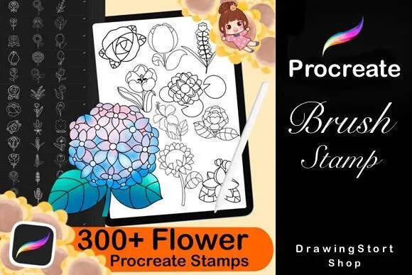 300 Procreate Flower Stamps Procreate 3 300 procreate flower stamps