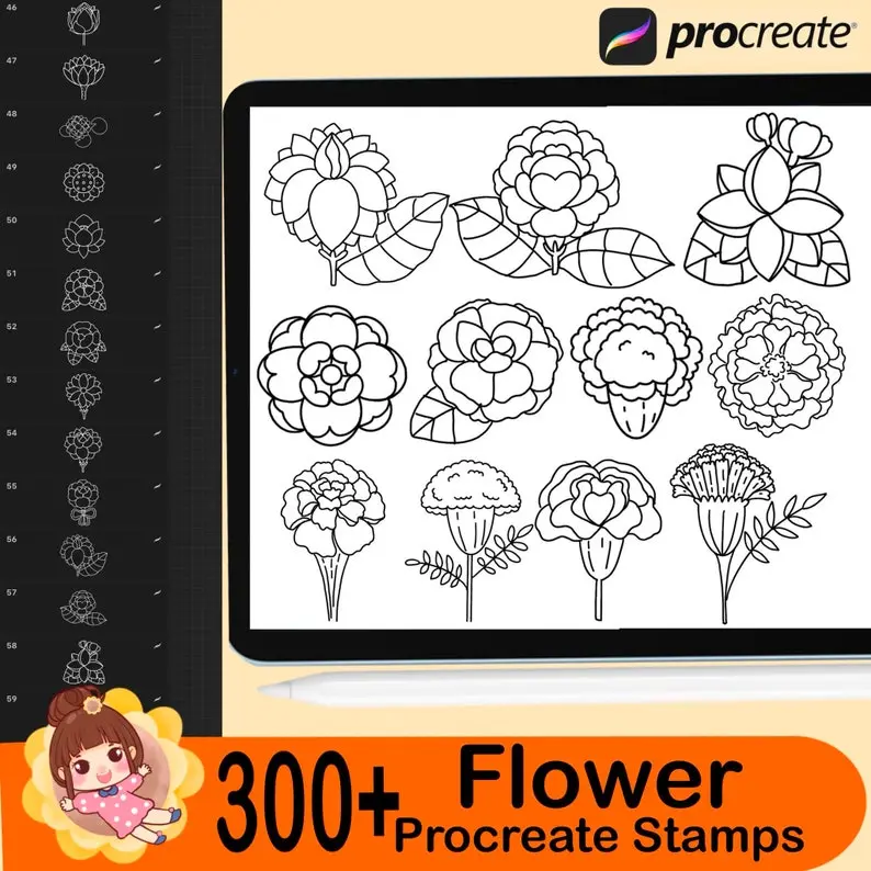 300 Procreate Flower Stamps Procreate 9 300 procreate flower stamps3