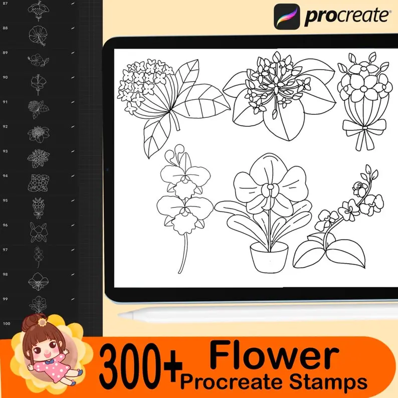 300 Procreate Flower Stamps Procreate 5 300 procreate flower stamps7