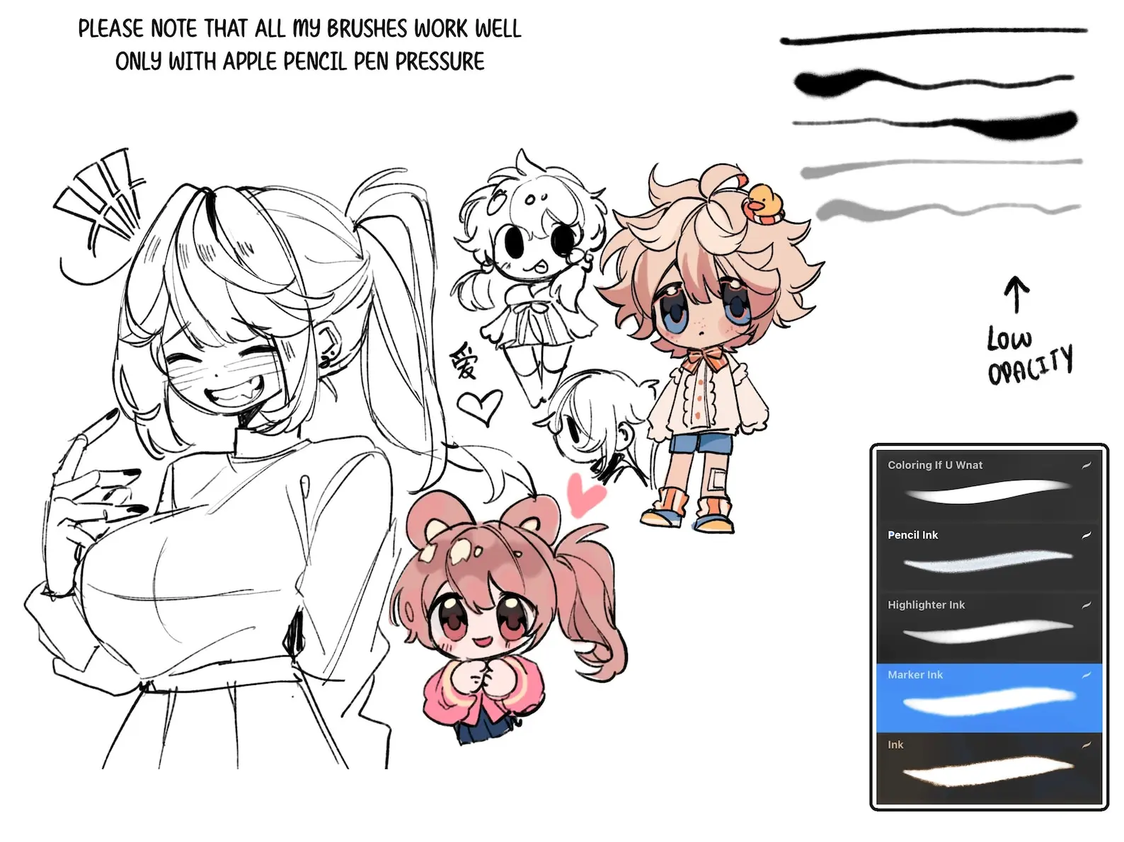 4 Procreate Lineart/Sketch Brushes 3 4 procreate lineart sketchbrushes 2