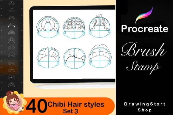 450 Procreate Chibi Stamp Brushes 4 450 procreate chibi stamp brushes 1