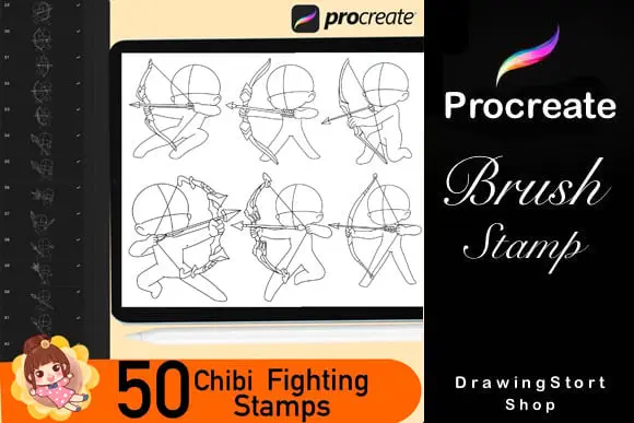 50 Chibi Procreate fighting Poses Stamps 3 50 chibi procreate fighting poses stamps 6