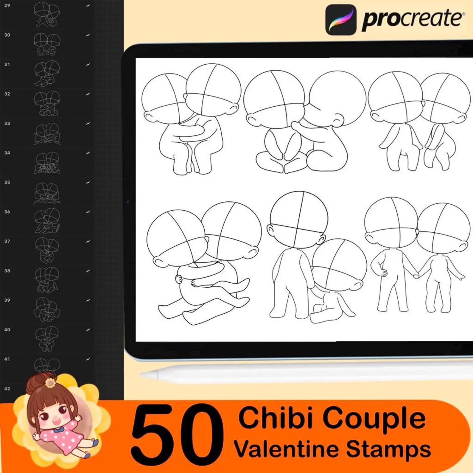 50 Procreate Chibi Couple Stamp, Chibi Couple Stamp, Procreate Stamp, Procreate Brush, Procreate Brushes, Digital Stamp, Procreate Stamps 4 50 procreate chibi couple stamp 26