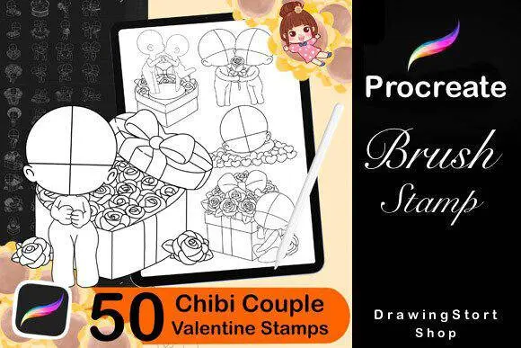 50 Procreate Chibi Couple Stamp Chibi 3 50 procreate chibi couple stamp