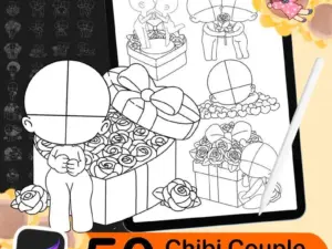 50 procreate chibi couple stamp1