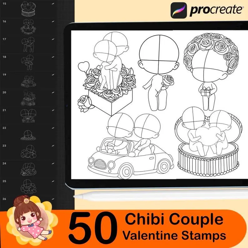 50 Procreate Chibi Couple Stamp Chibi 6 50 procreate chibi couple stamp3