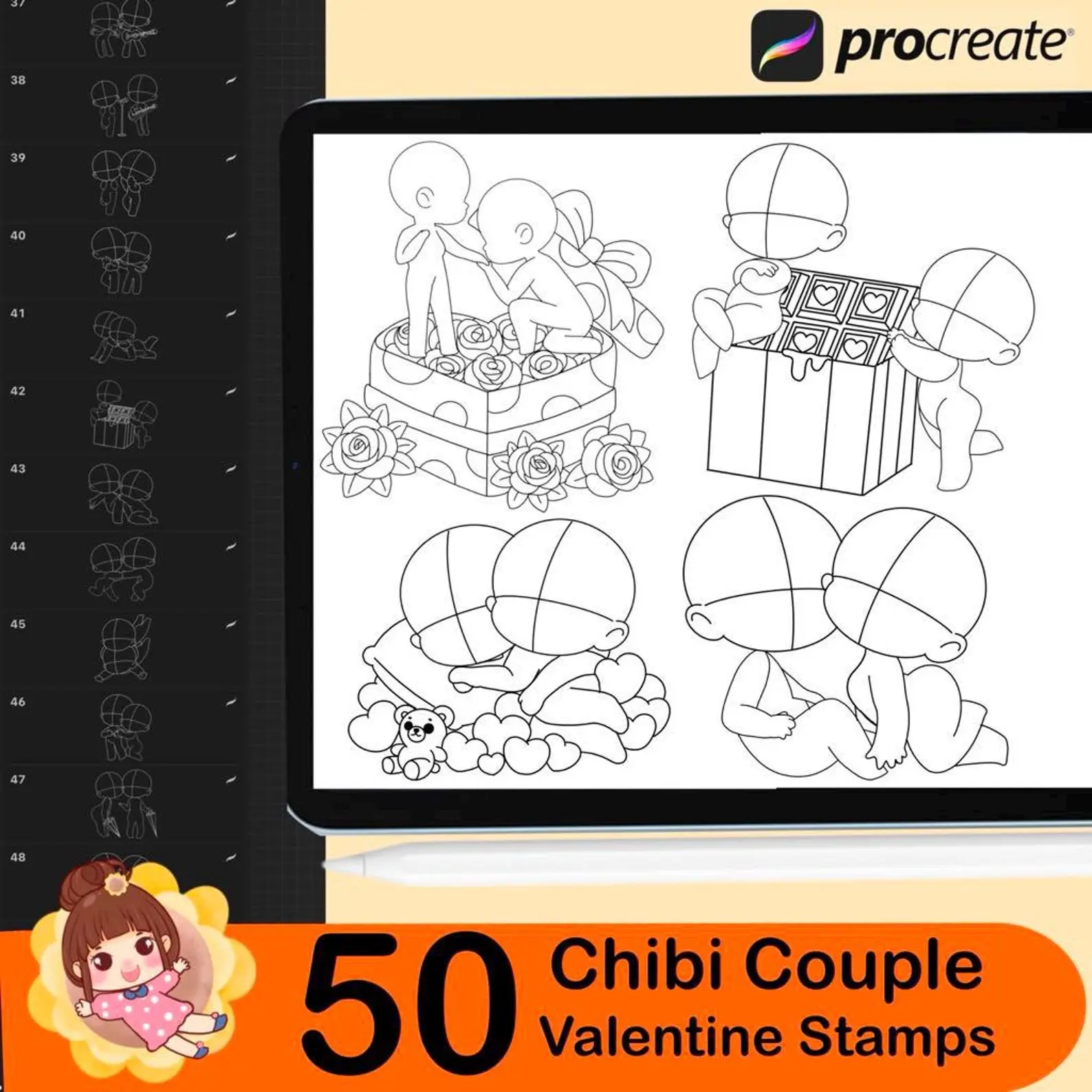 50 Procreate Chibi Couple Stamp Chibi 5 50 procreate chibi couple stamp4