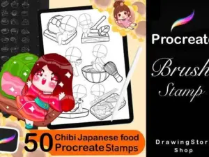 50 procreate chibi stamps